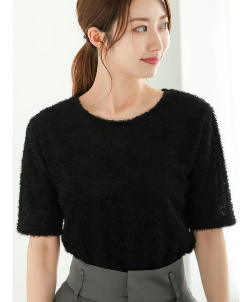 Te chichi(テチチ)の「プードルメッシュプルオーバー(Tシャツ/カットソー・レディース・ブラウン/オフホワイト/ブラック・F)」の5枚目の写真