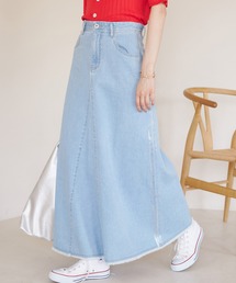 ROPE' PICNIC | 【3サイズ展開】セミフレアロング箔プリントデニムスカート(デニムスカート)