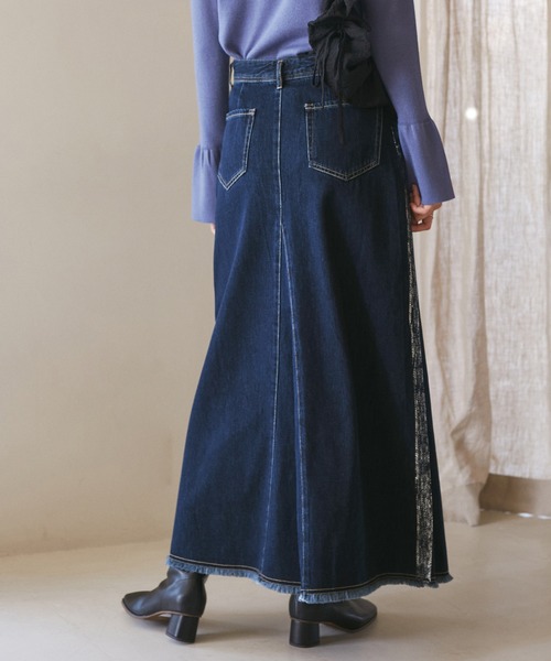 ROPE' PICNIC（ロペピクニック）の「【3サイズ展開】セミフレアロング箔プリントデニムスカート（デニムスカート・レディース・サックスブルー/ネイビー・36/38/40）」の12枚目の写真