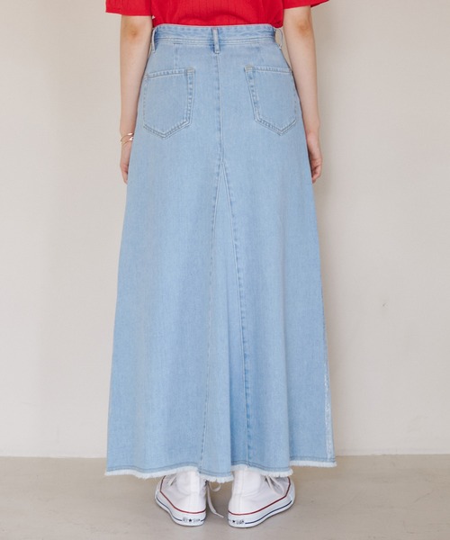 ROPE' PICNIC（ロペピクニック）の「【3サイズ展開】セミフレアロング箔プリントデニムスカート（デニムスカート・レディース・サックスブルー/ネイビー・36/38/40）」の22枚目の写真