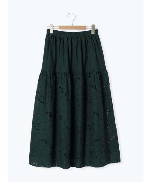 Samansa Mos2（サマンサ モスモス）の「カットワーク刺繍切替スカート（スカート・レディース・ブラック/オフホワイト/グリーン・F）」の21枚目の写真