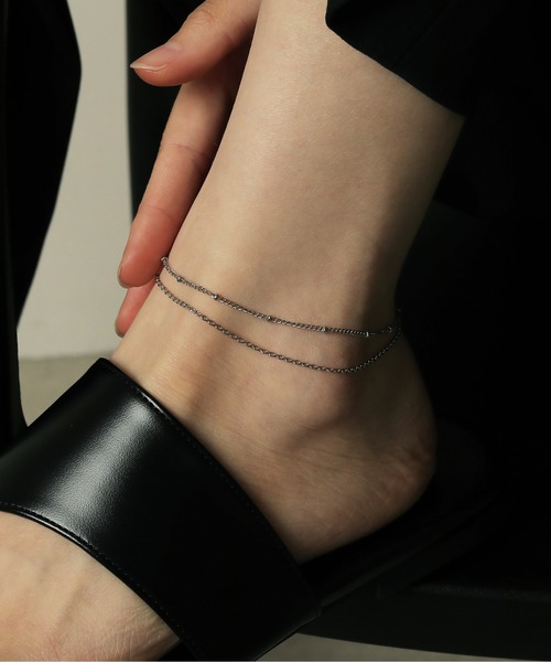 ORLEAN（オルレアン）の「金属アレルギー対応 ダブルラインアンクレット サージカルステンレス（アンクレット・レディース・シルバー/ゴールド・フリー）」の2枚目の写真