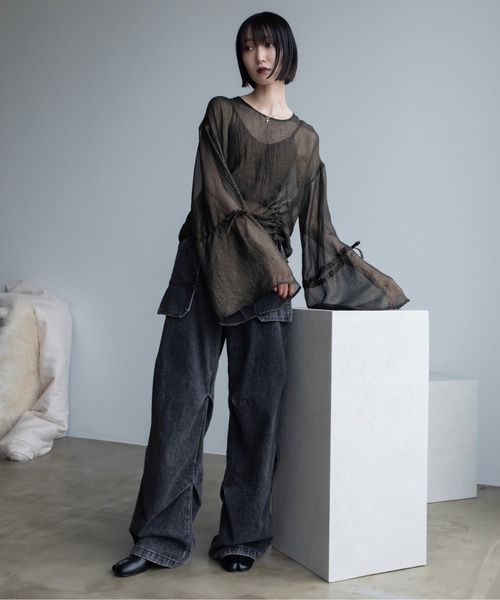 IRENE シアー アシンメトリー トップス セール】Sheer asymmetry tank シアーアシンメトリータンク