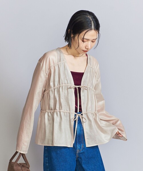 BEAUTY&YOUTH UNITED ARROWS(ビューティーアンドユースユナイテッドアローズ)の「シャーリング リボン シャツ(シャツ/ブラウス・レディース・ブラック/ベージュ・FREE)」の3枚目の写真