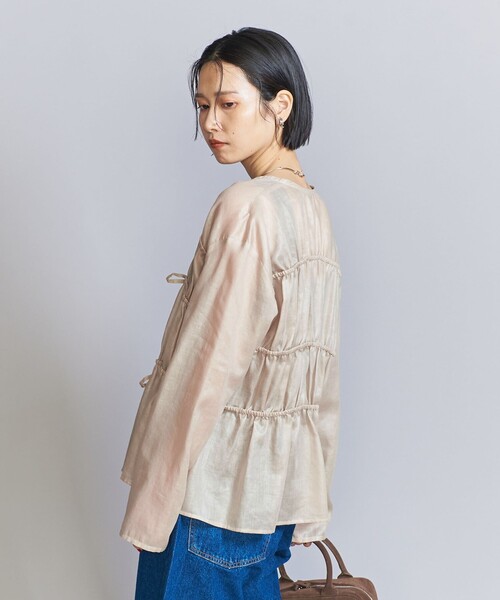 BEAUTY&YOUTH UNITED ARROWS(ビューティーアンドユースユナイテッドアローズ)の「シャーリング リボン シャツ(シャツ/ブラウス・レディース・ブラック/ベージュ・FREE)」の4枚目の写真