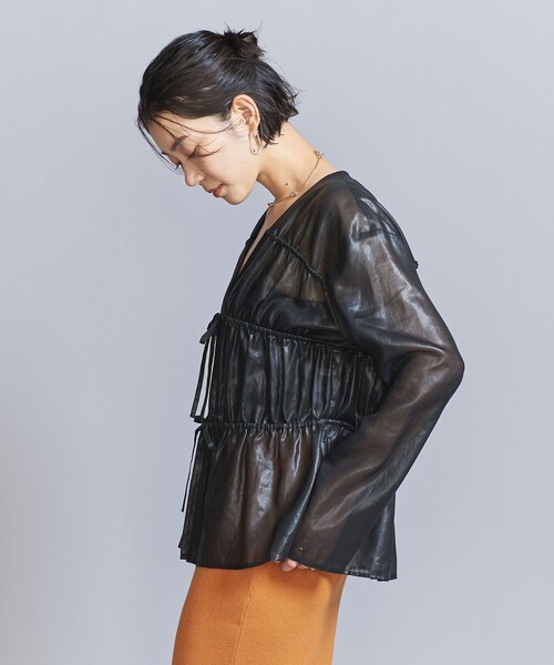 BEAUTY&YOUTH UNITED ARROWS(ビューティーアンドユースユナイテッドアローズ)の「シャーリング リボン シャツ(シャツ/ブラウス・レディース・ブラック/ベージュ・FREE)」の7枚目の写真