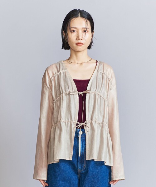 BEAUTY&YOUTH UNITED ARROWS(ビューティーアンドユースユナイテッドアローズ)の「シャーリング リボン シャツ(シャツ/ブラウス・レディース・ブラック/ベージュ・FREE)」の9枚目の写真