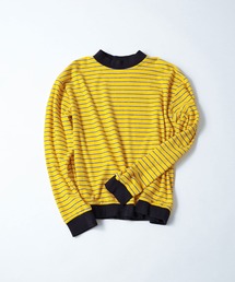 PAR ICI（パーリッシィ）の「パイルボーダー モックネックカットソー（Tシャツ/カットソー）」