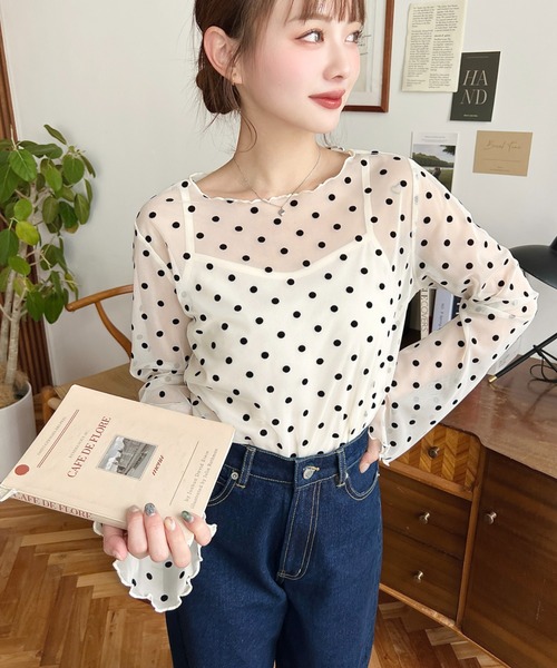 未使用級＊RED VALENTINO【定価約9万】ドットチュールブラウス 42