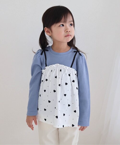 apres les cours（アプレレクール）の「ワッフルドッキングフレアTシャツ（Tシャツ/カットソー・キッズ・ブラック/サックスブルー/ピンク/レッド・80/90/100/110/120/130/140）」の21枚目の写真