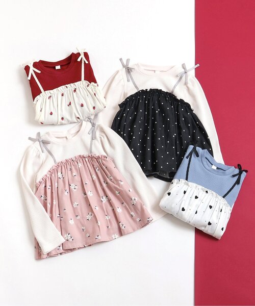 apres les cours（アプレレクール）の「ワッフルドッキングフレアTシャツ（Tシャツ/カットソー・キッズ・ブラック/サックスブルー/ピンク/レッド・80/90/100/110/120/130/140）」の19枚目の写真