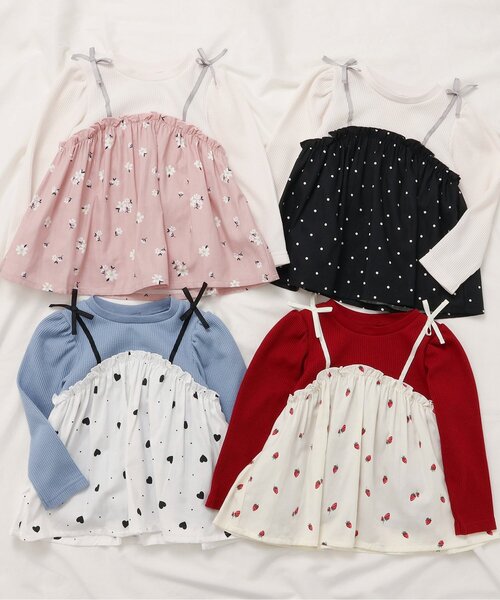 apres les cours（アプレレクール）の「ワッフルドッキングフレアTシャツ（Tシャツ/カットソー・キッズ・ブラック/サックスブルー/ピンク/レッド・80/90/100/110/120/130/140）」の16枚目の写真