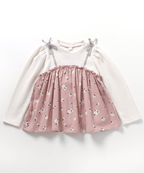 apres les cours（アプレレクール）の「ワッフルドッキングフレアTシャツ（Tシャツ/カットソー・キッズ・ブラック/サックスブルー/ピンク/レッド・80/90/100/110/120/130/140）」の14枚目の写真