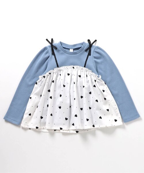 apres les cours（アプレレクール）の「ワッフルドッキングフレアTシャツ（Tシャツ/カットソー・キッズ・ブラック/サックスブルー/ピンク/レッド・80/90/100/110/120/130/140）」の12枚目の写真