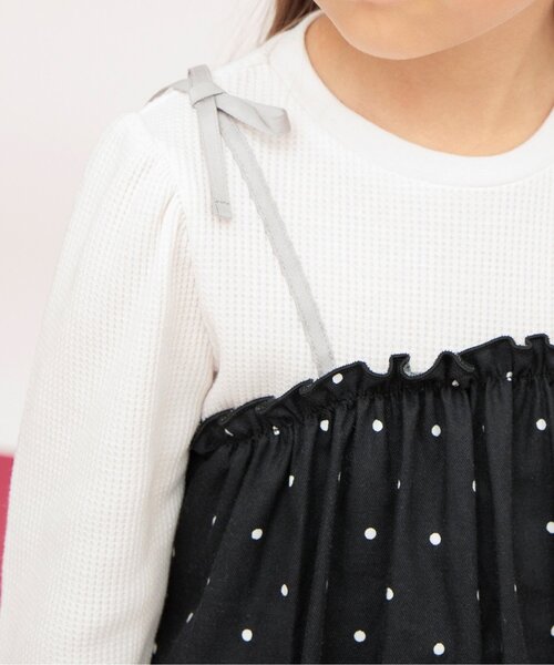 apres les cours（アプレレクール）の「ワッフルドッキングフレアTシャツ（Tシャツ/カットソー・キッズ・ブラック/サックスブルー/ピンク/レッド・80/90/100/110/120/130/140）」の10枚目の写真