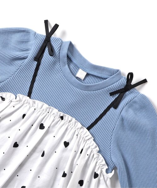 apres les cours（アプレレクール）の「ワッフルドッキングフレアTシャツ（Tシャツ/カットソー・キッズ・ブラック/サックスブルー/ピンク/レッド・80/90/100/110/120/130/140）」の9枚目の写真