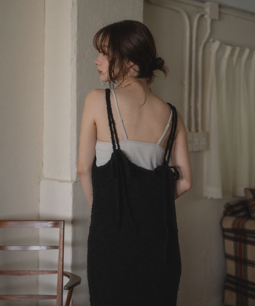 mideal(マイディール)の「iline knit camisole onepiece / アイラインニットキャミワンピース(ワンピース・レディース・ブラック/ブラウン系・FREE)」の1枚目の写真