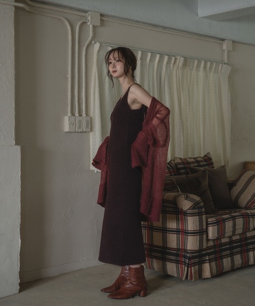 mideal(マイディール)の「iline knit camisole onepiece / アイラインニットキャミワンピース(ワンピース・レディース・ブラック/ブラウン系・FREE)」の6枚目の写真