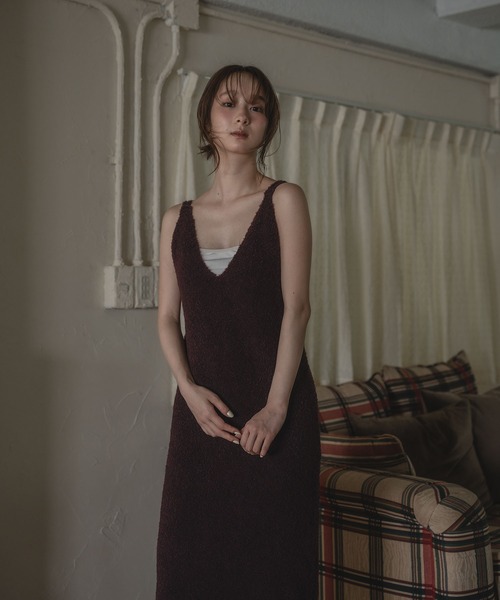 mideal(マイディール)の「iline knit camisole onepiece / アイラインニットキャミワンピース(ワンピース・レディース・ブラック/ブラウン系・FREE)」の7枚目の写真