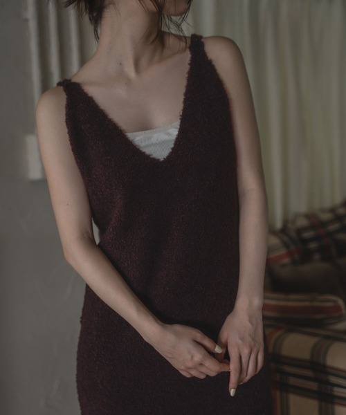 mideal(マイディール)の「iline knit camisole onepiece / アイラインニットキャミワンピース(ワンピース・レディース・ブラック/ブラウン系・FREE)」の8枚目の写真