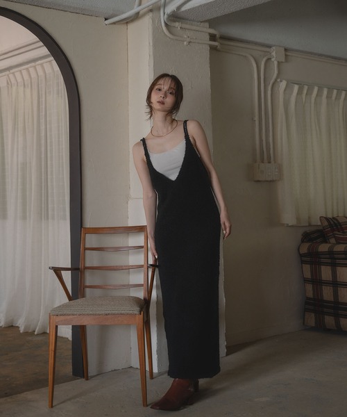 mideal(マイディール)の「iline knit camisole onepiece / アイラインニットキャミワンピース(ワンピース・レディース・ブラック/ブラウン系・FREE)」の11枚目の写真