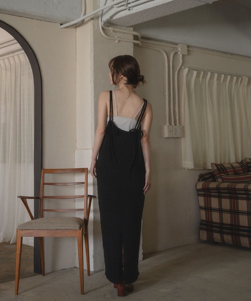 mideal(マイディール)の「iline knit camisole onepiece / アイラインニットキャミワンピース(ワンピース・レディース・ブラック/ブラウン系・FREE)」の9枚目の写真