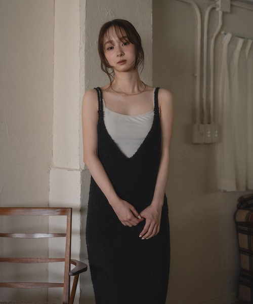 mideal(マイディール)の「iline knit camisole onepiece / アイラインニットキャミワンピース(ワンピース・レディース・ブラック/ブラウン系・FREE)」の12枚目の写真