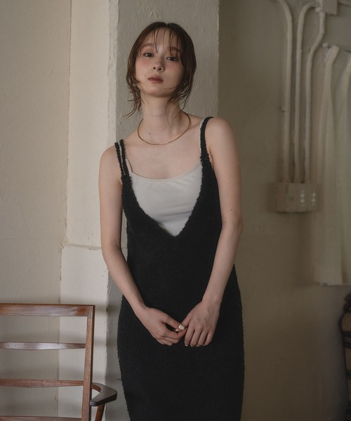 mideal(マイディール)の「iline knit camisole onepiece / アイラインニットキャミワンピース(ワンピース・レディース・ブラック/ブラウン系・FREE)」の13枚目の写真