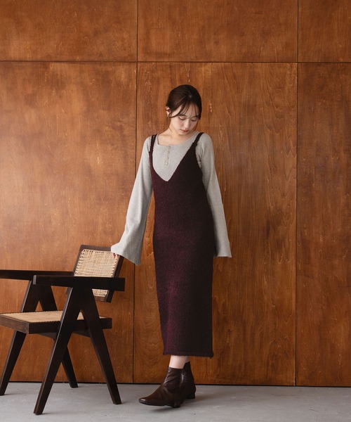 mideal(マイディール)の「iline knit camisole onepiece / アイラインニットキャミワンピース(ワンピース・レディース・ブラック/ブラウン系・FREE)」の21枚目の写真