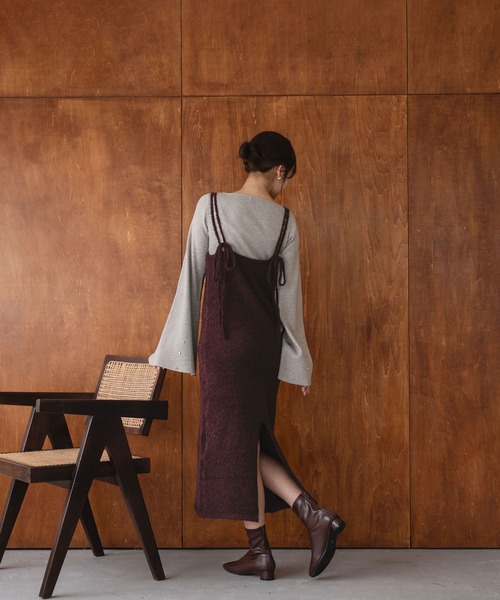 mideal(マイディール)の「iline knit camisole onepiece / アイラインニットキャミワンピース(ワンピース・レディース・ブラック/ブラウン系・FREE)」の15枚目の写真