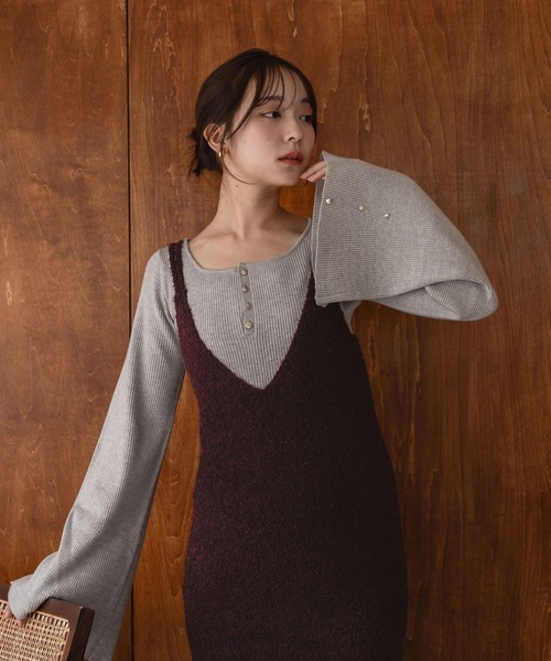 mideal(マイディール)の「iline knit camisole onepiece / アイラインニットキャミワンピース(ワンピース・レディース・ブラック/ブラウン系・FREE)」の19枚目の写真
