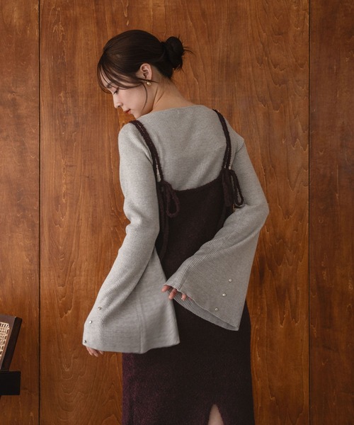 mideal(マイディール)の「iline knit camisole onepiece / アイラインニットキャミワンピース(ワンピース・レディース・ブラック/ブラウン系・FREE)」の20枚目の写真