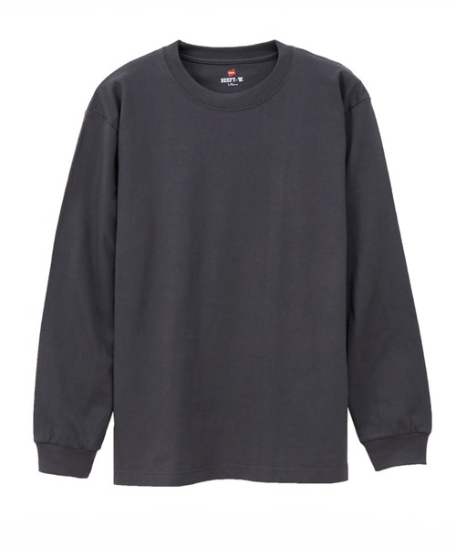 HANES（ヘインズ）の「Hanes BEEFY ロングスリーブTシャツ（Tシャツ/カットソー・メンズ・ホワイト/ブラック/杢グレー/ダークグレー/ネイビー・S/M/L/XL）」の3枚目の写真