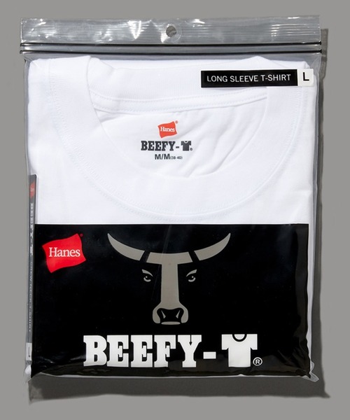 HANES（ヘインズ）の「Hanes BEEFY ロングスリーブTシャツ（Tシャツ/カットソー・メンズ・ホワイト/ブラック/杢グレー/ダークグレー/ネイビー・S/M/L/XL）」の6枚目の写真