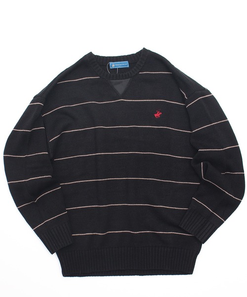BEVERLY HILLS POLO CLUB(ビバリーヒルズポロクラブ)の「【BEVERLY HILLS POLO CLUB/ビバリーヒルズポロクラブ】ガゼット付きワンポイント刺繍クルーニット(ニット/セーター・メンズ・ネイビー/モカ/ワインレッド/ブラック系1/アイボリー/ブラック系2・M/LL/L)」の3枚目の写真