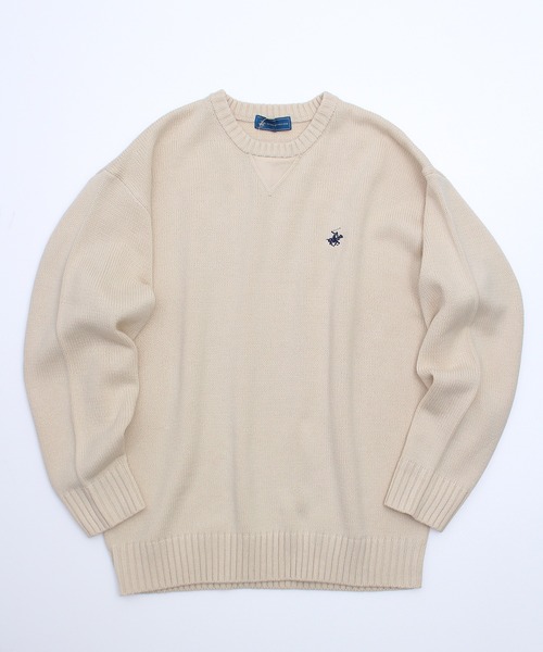 BEVERLY HILLS POLO CLUB(ビバリーヒルズポロクラブ)の「【BEVERLY HILLS POLO CLUB/ビバリーヒルズポロクラブ】ガゼット付きワンポイント刺繍クルーニット(ニット/セーター・メンズ・ネイビー/モカ/ワインレッド/ブラック系1/アイボリー/ブラック系2・M/LL/L)」の5枚目の写真