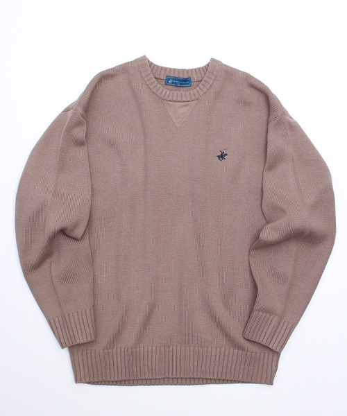 BEVERLY HILLS POLO CLUB(ビバリーヒルズポロクラブ)の「【BEVERLY HILLS POLO CLUB/ビバリーヒルズポロクラブ】ガゼット付きワンポイント刺繍クルーニット(ニット/セーター・メンズ・ネイビー/モカ/ワインレッド/ブラック系1/アイボリー/ブラック系2・M/LL/L)」の4枚目の写真