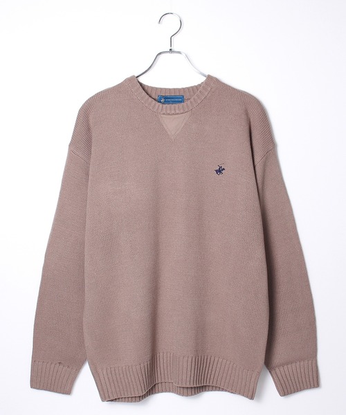 BEVERLY HILLS POLO CLUB(ビバリーヒルズポロクラブ)の「【BEVERLY HILLS POLO CLUB/ビバリーヒルズポロクラブ】ガゼット付きワンポイント刺繍クルーニット(ニット/セーター・メンズ・ネイビー/モカ/ワインレッド/ブラック系1/アイボリー/ブラック系2・M/LL/L)」の11枚目の写真