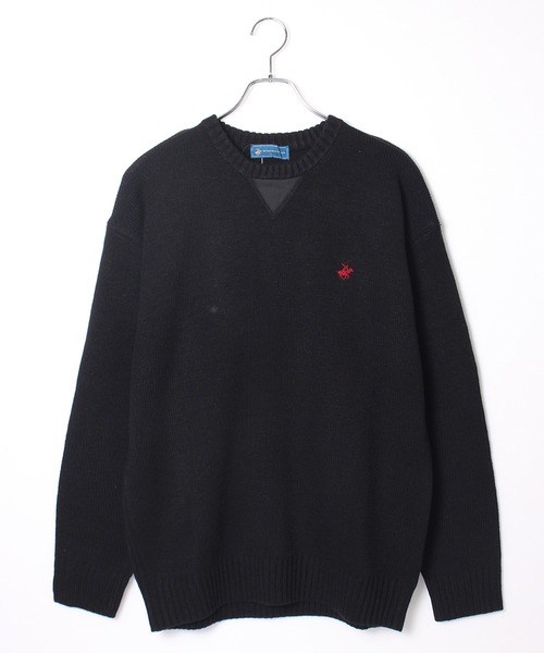BEVERLY HILLS POLO CLUB(ビバリーヒルズポロクラブ)の「【BEVERLY HILLS POLO CLUB/ビバリーヒルズポロクラブ】ガゼット付きワンポイント刺繍クルーニット(ニット/セーター・メンズ・ネイビー/モカ/ワインレッド/ブラック系1/アイボリー/ブラック系2・M/LL/L)」の7枚目の写真
