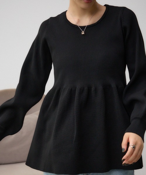 sugar yuu ディメンションニット ネイビー ペプラムニット セール】ペプラムニットトップス（ニット/セーター）｜AZUL BY MOUSSY