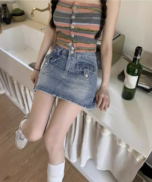 Miniministore(ミニミニストア)の「キュロットデニムスカート ハイウエスト(デニムスカート・レディース・ブラック/サックスブルー・XL/S/M/L)」の7枚目の写真