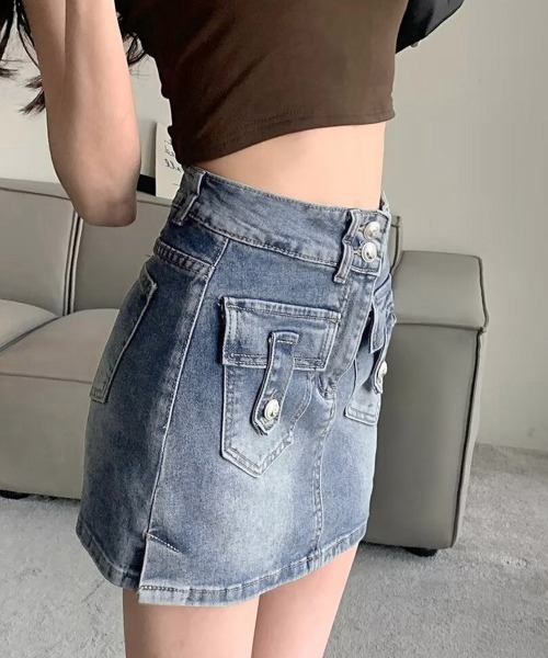 Miniministore(ミニミニストア)の「キュロットデニムスカート ハイウエスト(デニムスカート・レディース・ブラック/サックスブルー・XL/S/M/L)」の9枚目の写真