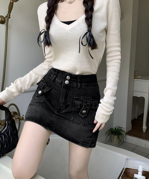 Miniministore(ミニミニストア)の「キュロットデニムスカート ハイウエスト(デニムスカート・レディース・ブラック/サックスブルー・XL/S/M/L)」の15枚目の写真