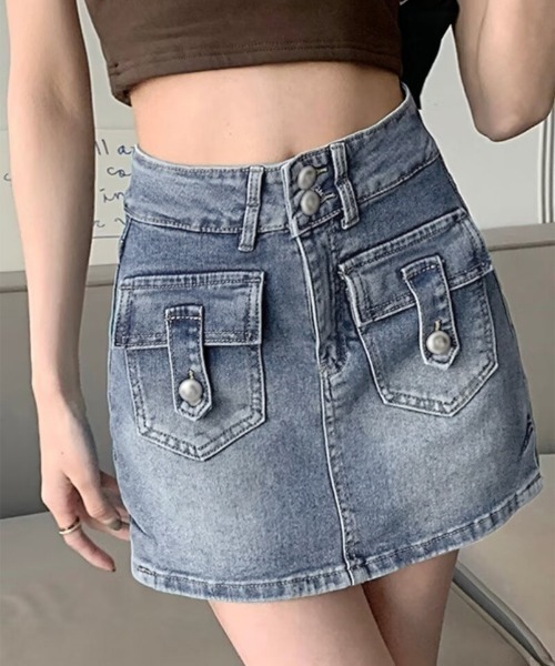 Miniministore(ミニミニストア)の「キュロットデニムスカート ハイウエスト(デニムスカート・レディース・ブラック/サックスブルー・XL/S/M/L)」の4枚目の写真