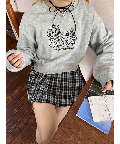 PHILLY（フィリー）の「【PHILLY】ドッグ刺繍ショートスウェット（スウェット・レディース・グレー/ホワイト・FREE）」の9枚目の写真