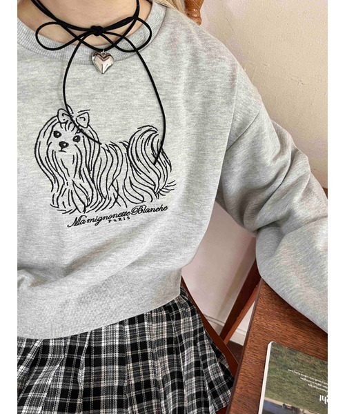 PHILLY（フィリー）の「【PHILLY】ドッグ刺繍ショートスウェット（スウェット・レディース・グレー/ホワイト・FREE）」の10枚目の写真