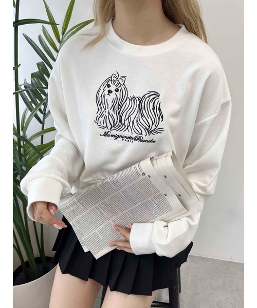 PHILLY（フィリー）の「【PHILLY】ドッグ刺繍ショートスウェット（スウェット・レディース・グレー/ホワイト・FREE）」の3枚目の写真