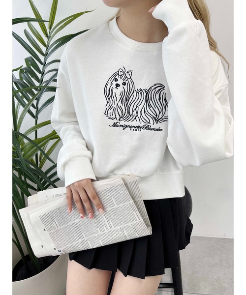 PHILLY（フィリー）の「【PHILLY】ドッグ刺繍ショートスウェット（スウェット・レディース・グレー/ホワイト・FREE）」の4枚目の写真