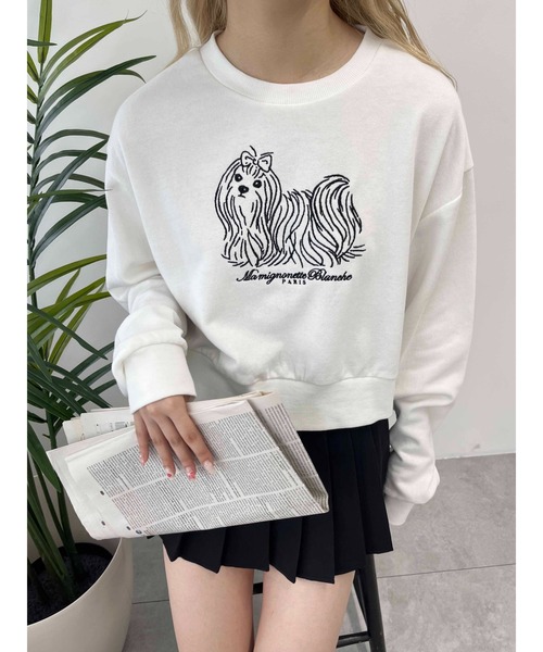 PHILLY（フィリー）の「【PHILLY】ドッグ刺繍ショートスウェット（スウェット・レディース・グレー/ホワイト・FREE）」の5枚目の写真