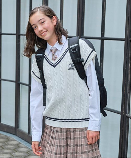 pom ponette junior（ポンポネットジュニア）の「*ストライプネクタイ（ネクタイ・キッズ・エンジ/ベージュ/ブルー・FREE）」の5枚目の写真